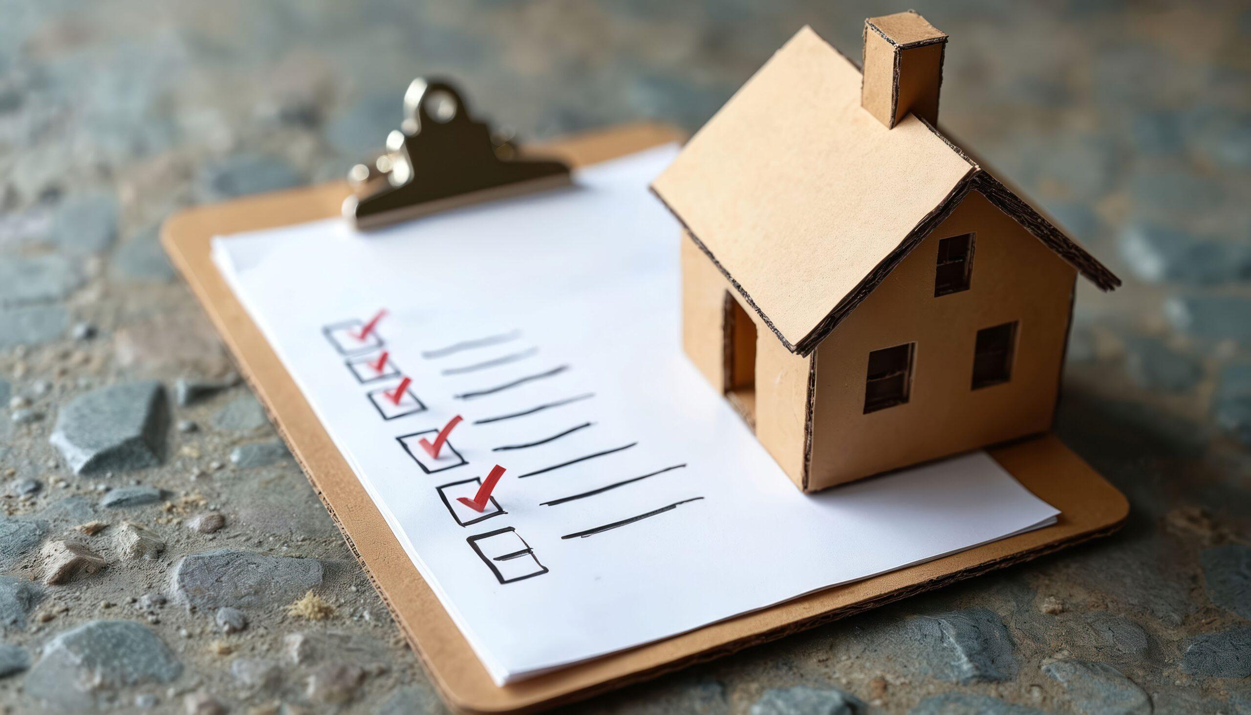 Altbausanierung Berlin: Symbolbild einer To-do-Checkliste mit Modellhaus